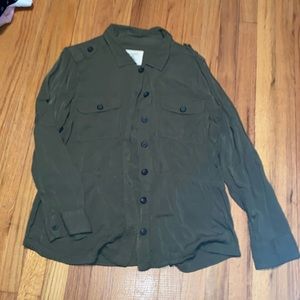 dark green button shirt